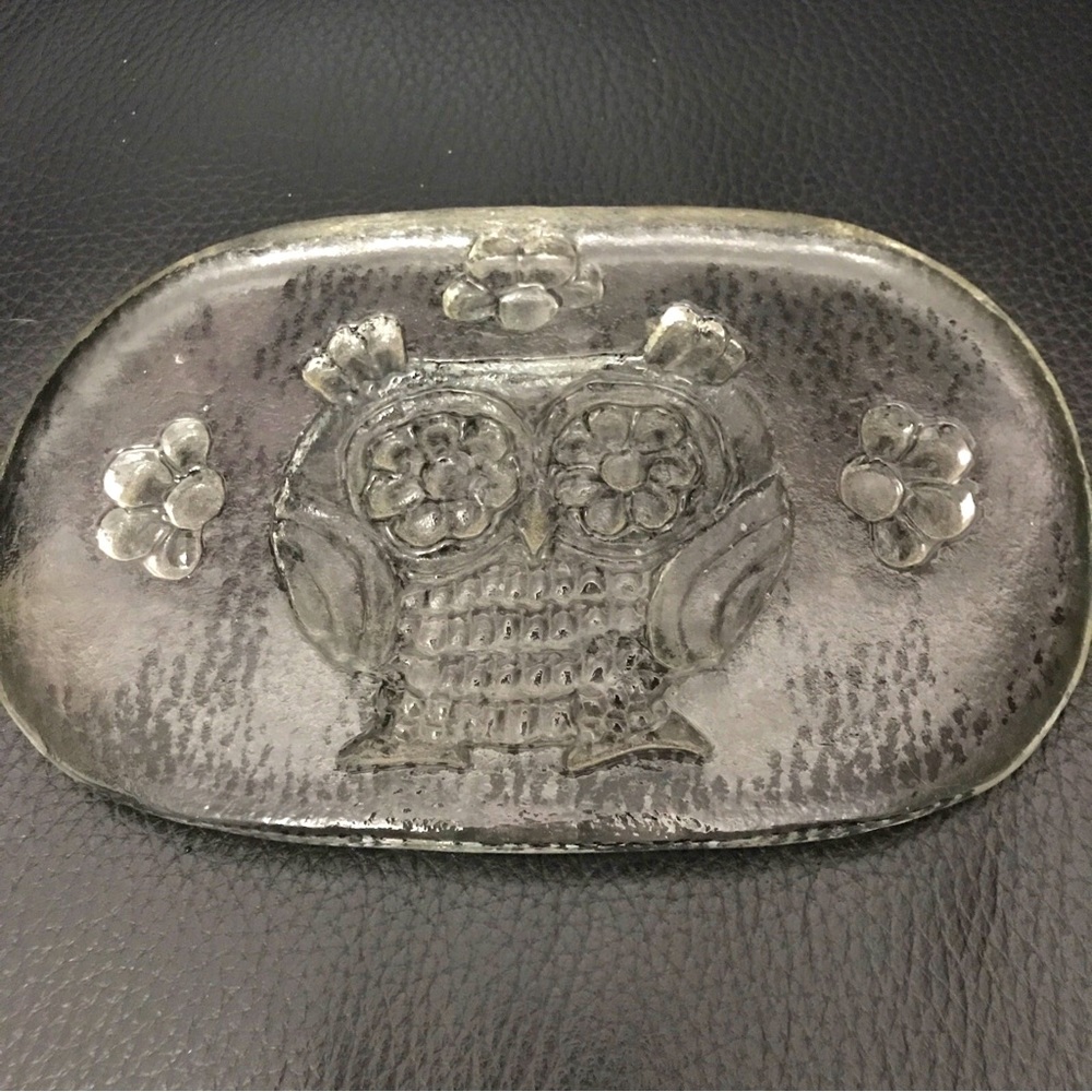 VTG Art heavy glass Butter/ Cheese Tray HERGISWIL BY NIEDERER